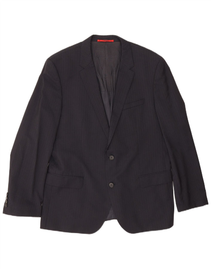 Giacca blazer da uomo a 2 bottoni Hugo Boss UK 54 2XL gessato blu navy