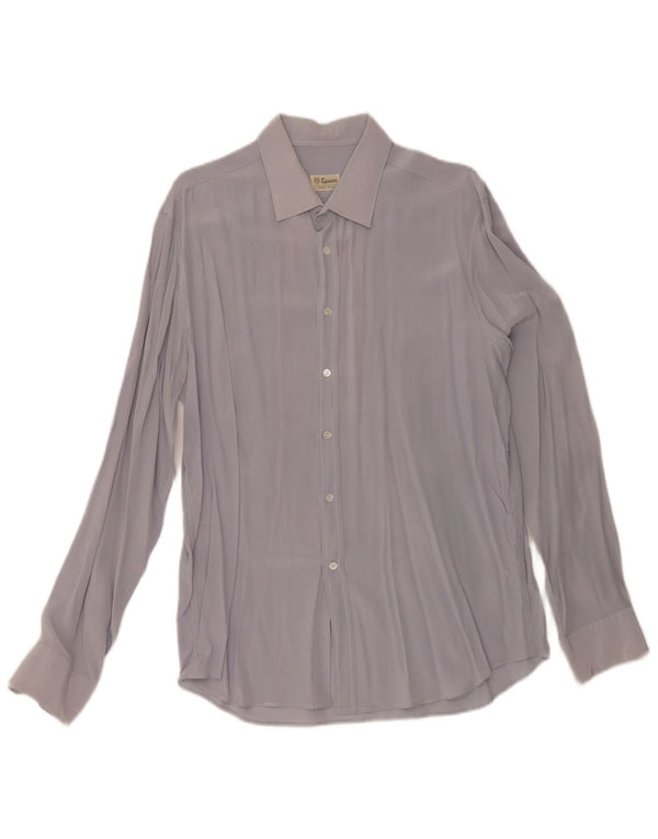 Camicia da uomo Epsom in seta blu medio
