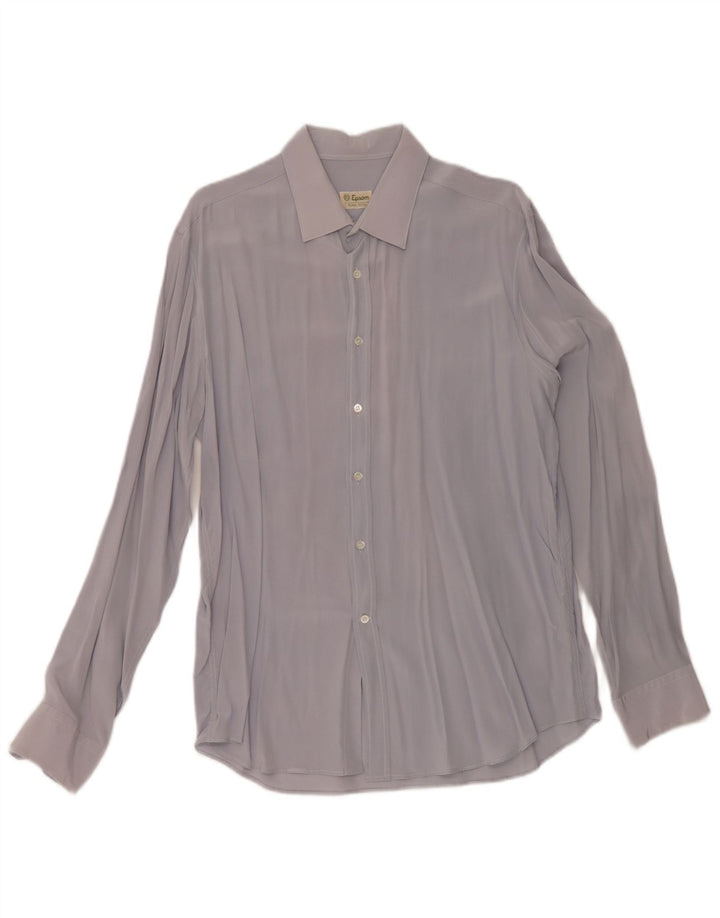 Camicia da uomo Epsom in seta blu medio