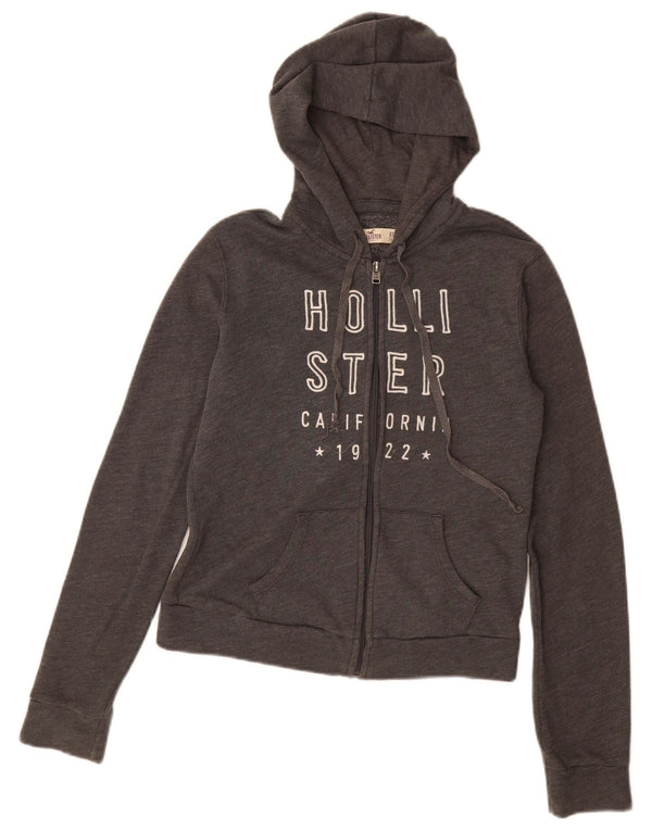 Maglione con cappuccio e zip grafica da donna HOLLISTER UK 6 XS cotone grigio