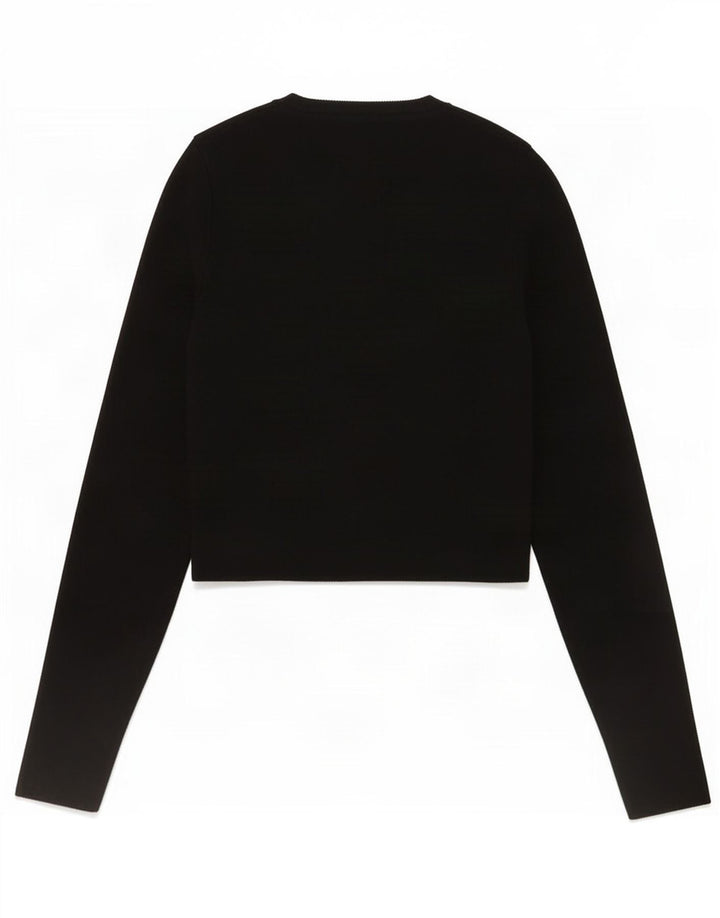 Top corto da donna Zara a maniche lunghe UK 12 viscosa nera media