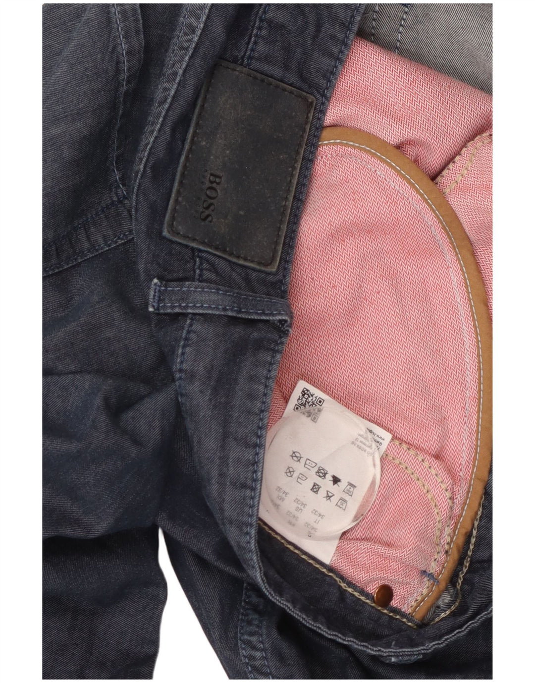 Pantaloni chino dritti da uomo HUGO BOSS W34 L32 cotone blu navy