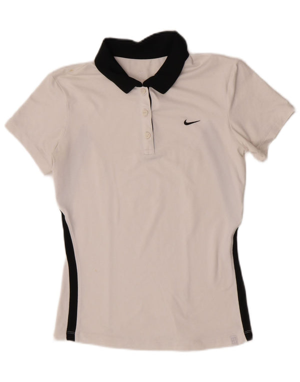 Polo Nike Dri Fit da donna UK 10 Small White Colourblock
