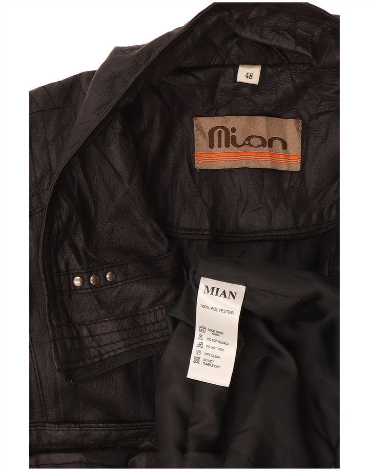 Giacca vintage da uomo in ecopelle IT 48 poliestere nero medio