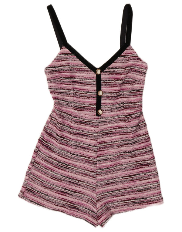 Tutina corta in maglia senza maniche da donna Zara UK 8 Small Pink Striped