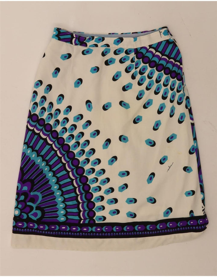 Set gonna vintage da donna in 2 pezzi IT 46 Large W28 Poliammide geometrica bianca