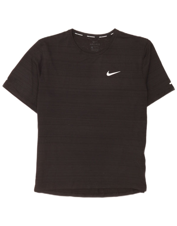 T-shirt Nike da uomo Dri Fit, top in poliestere gessato medio nero