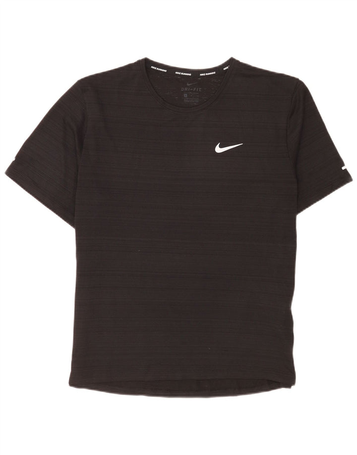 T-shirt Nike da uomo Dri Fit, top in poliestere gessato medio nero