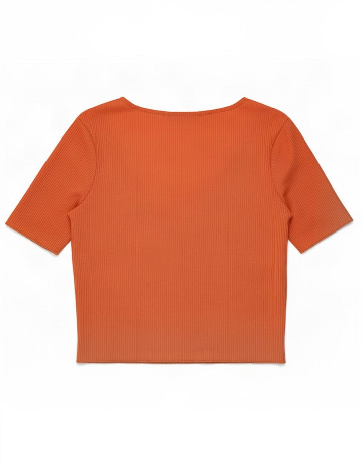 Top corto a maniche corte da donna Zara UK 12 rosa medio