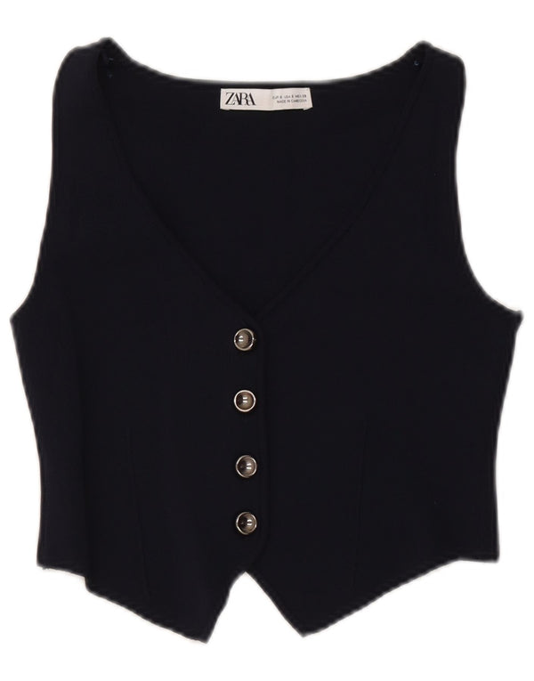 Gilet corto in maglia Zara da donna UK 10 piccolo blu navy