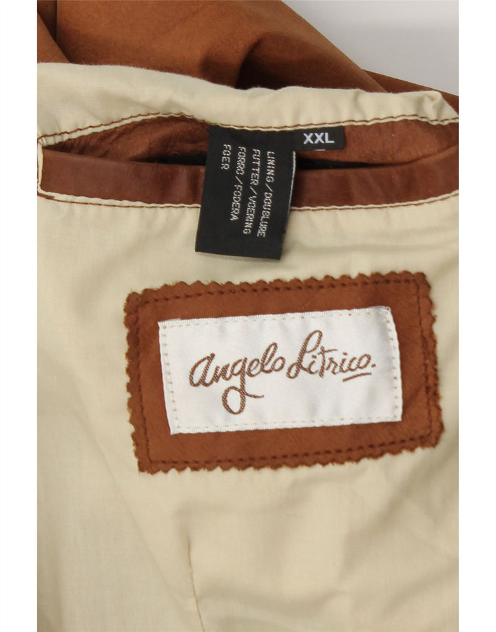 ANGELO LITRICO Gilet in Pelle Uomo 2XL Pelle Marrone