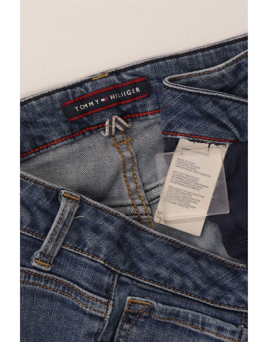 Jeans slim invecchiati da donna Tommy Hilfiger W36 L31 cotone blu