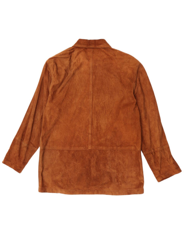 Giacca vintage in pelle scamosciata da donna IT 42 in pelle marrone medio