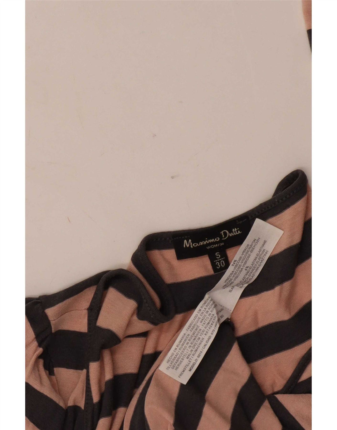 Massimo Dutti Top da donna a maniche lunghe UK 10 Small in viscosa a righe rosa