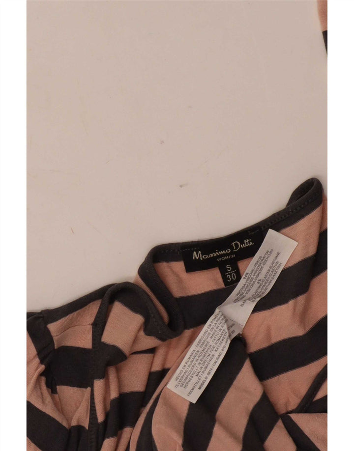 Massimo Dutti Top da donna a maniche lunghe UK 10 Small in viscosa a righe rosa