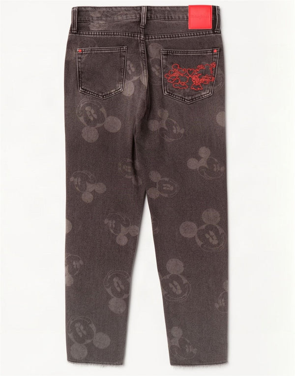 Desigual Jeans da donna a vita alta con grafica Topolino W24 L27 cotone nero