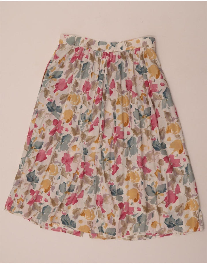 Gonna svasata da donna vintage IT 44 media W31 viscosa floreale multicolore
