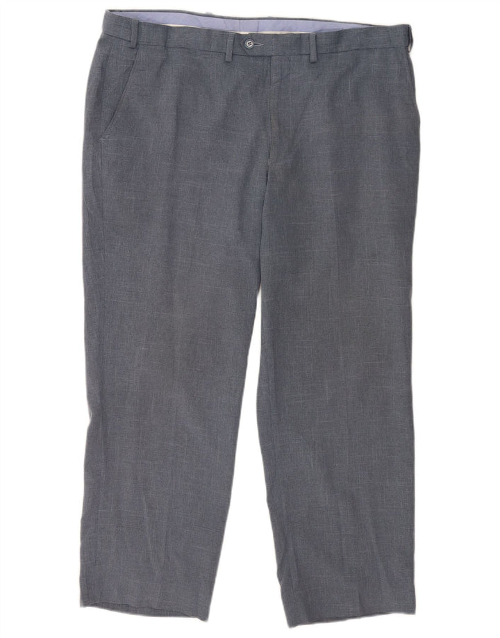 Pantaloni da abito vestibilità regolare Marks & Spencer da uomo W40 L29 poliestere blu navy