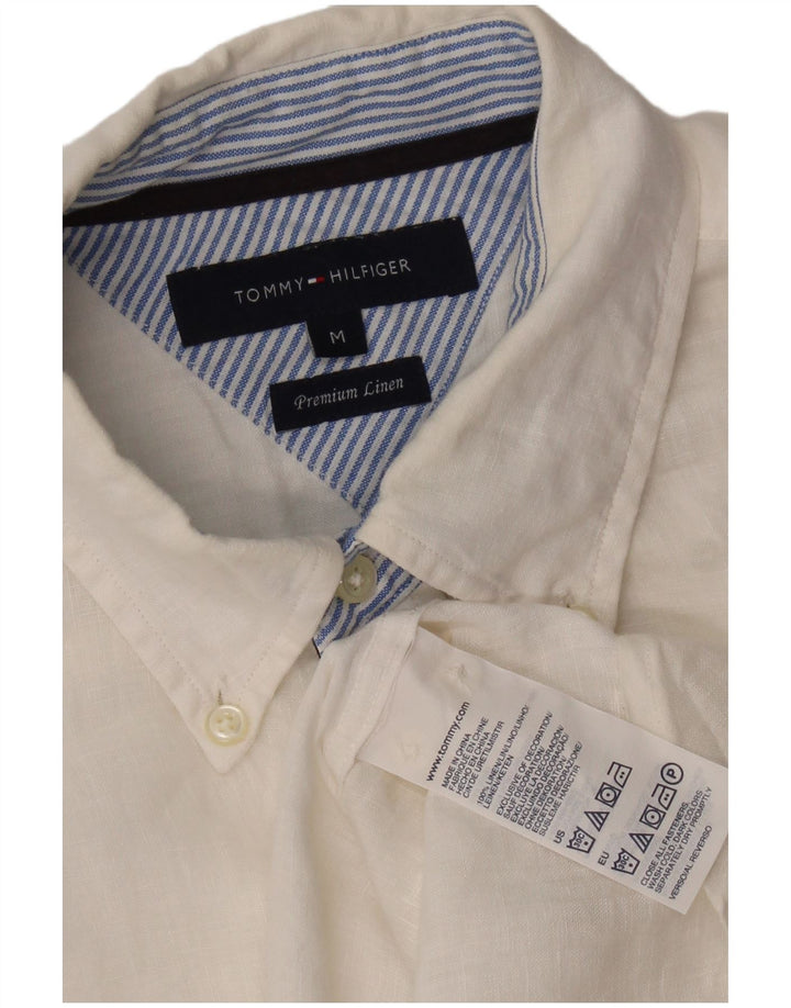 TOMMY HILFIGER Camicia da uomo in lino bianco medio