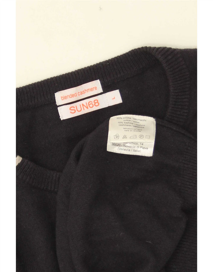 Maglione maglione girocollo da uomo Sun68 grande cotone nero