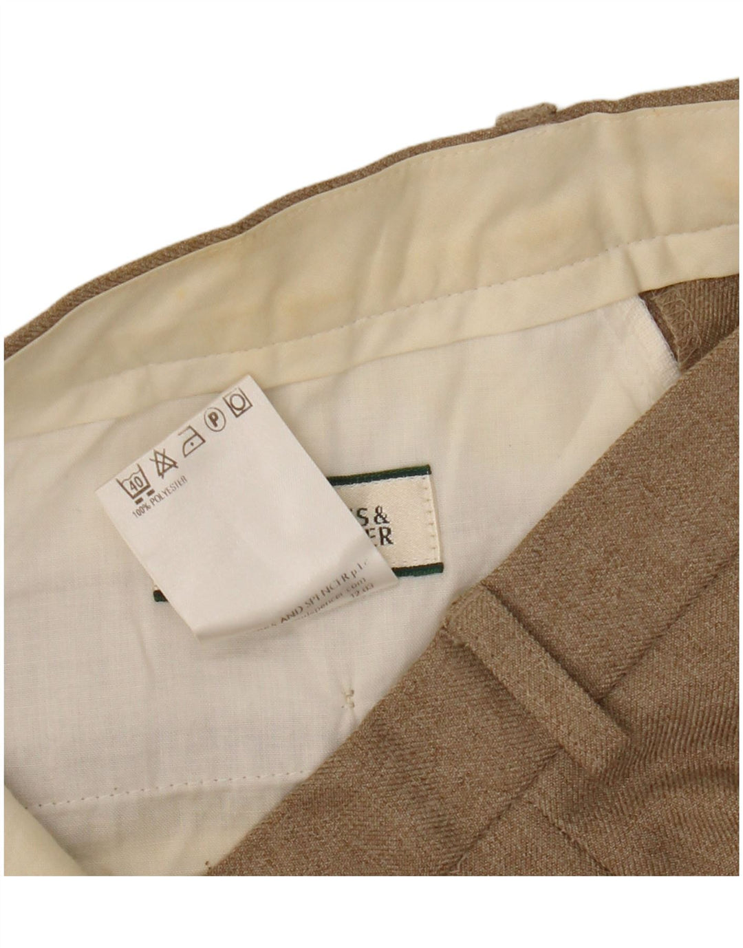 Pantaloni chino dritti da uomo Marks & Spencer W32 L31 Poliestere beige