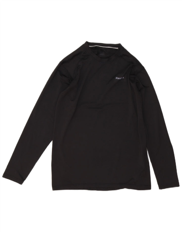 Top Reebok da uomo a manica lunga piccolo nero in poliestere
