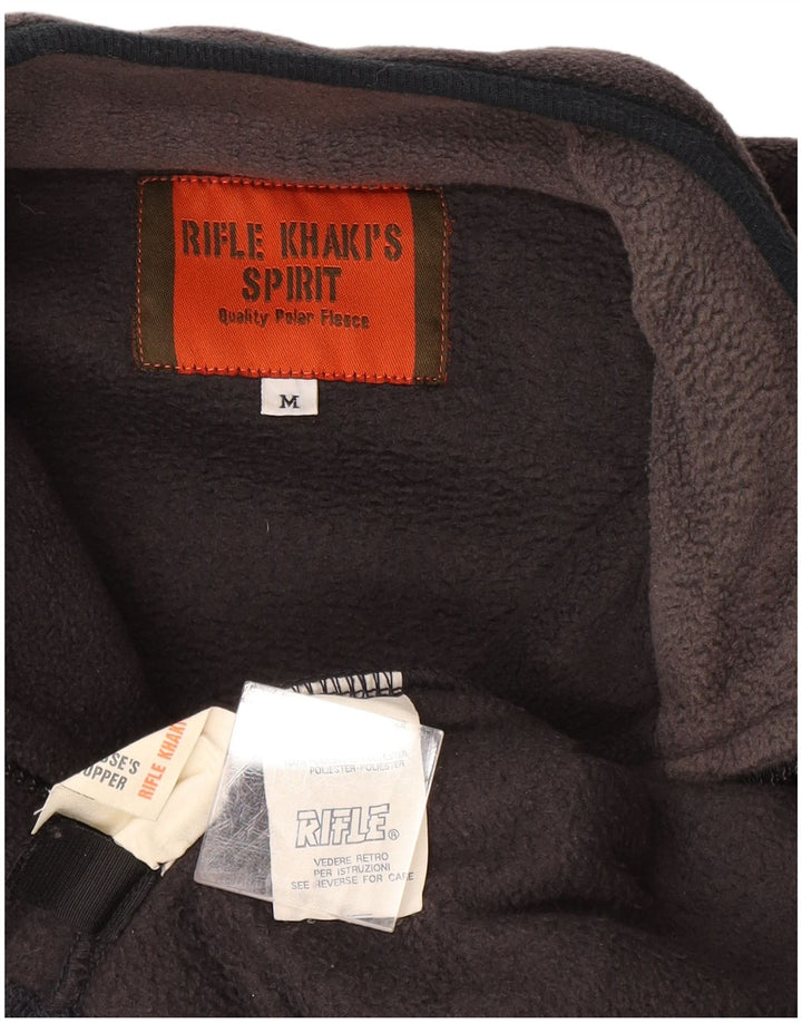 Maglione in pile da uomo con zip e collo Rifle in poliestere grigio medio