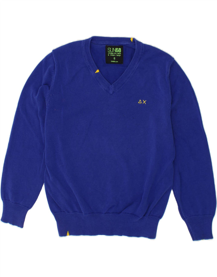 SUN68 Boys V-Neck Jumper Sweater 5-6 Years Blue Cotton Vintage Sun68 and Second-Hand Sun68 from Messina Hembry 