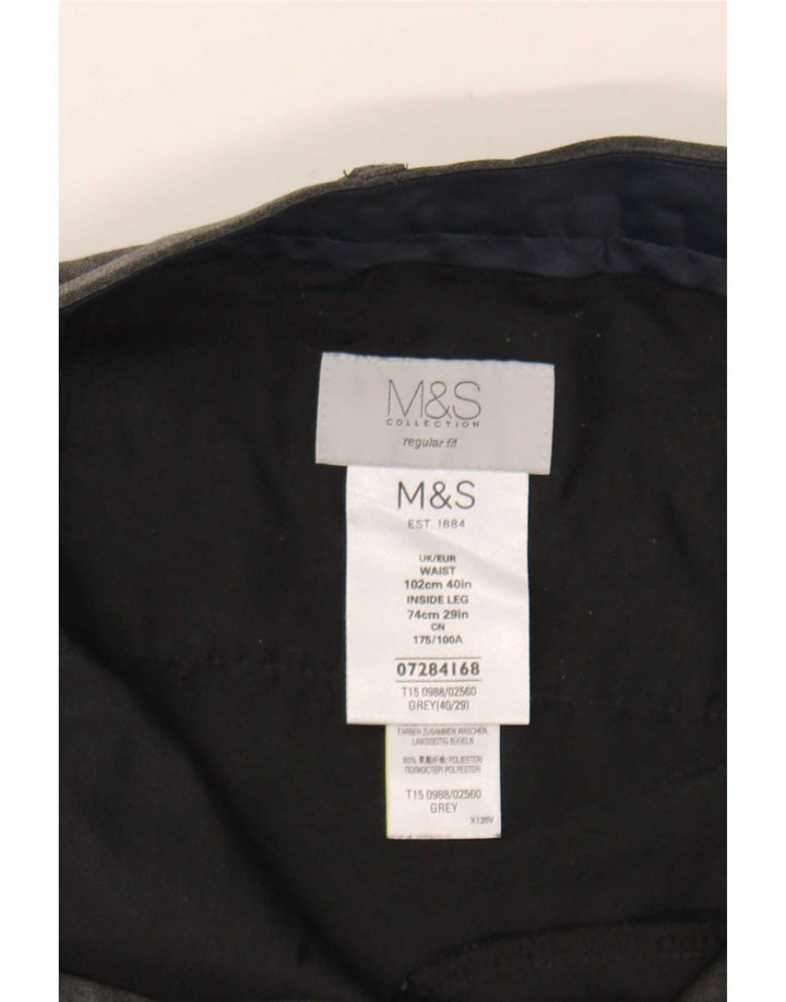 Pantaloni da abito dritti da uomo Marks & Spencer W40 L29 poliestere grigio