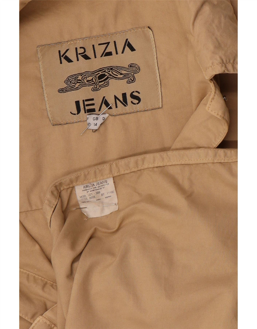 Giacca pratica da donna Krizia UK 14 grande cotone beige