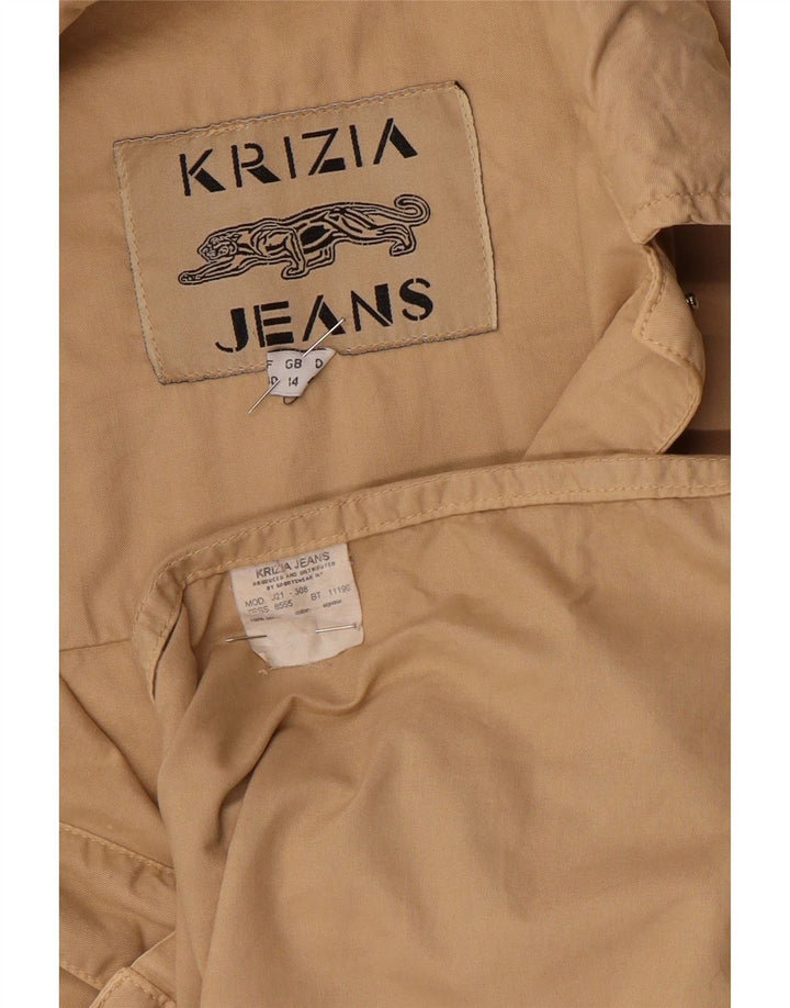 Giacca pratica da donna Krizia UK 14 grande cotone beige