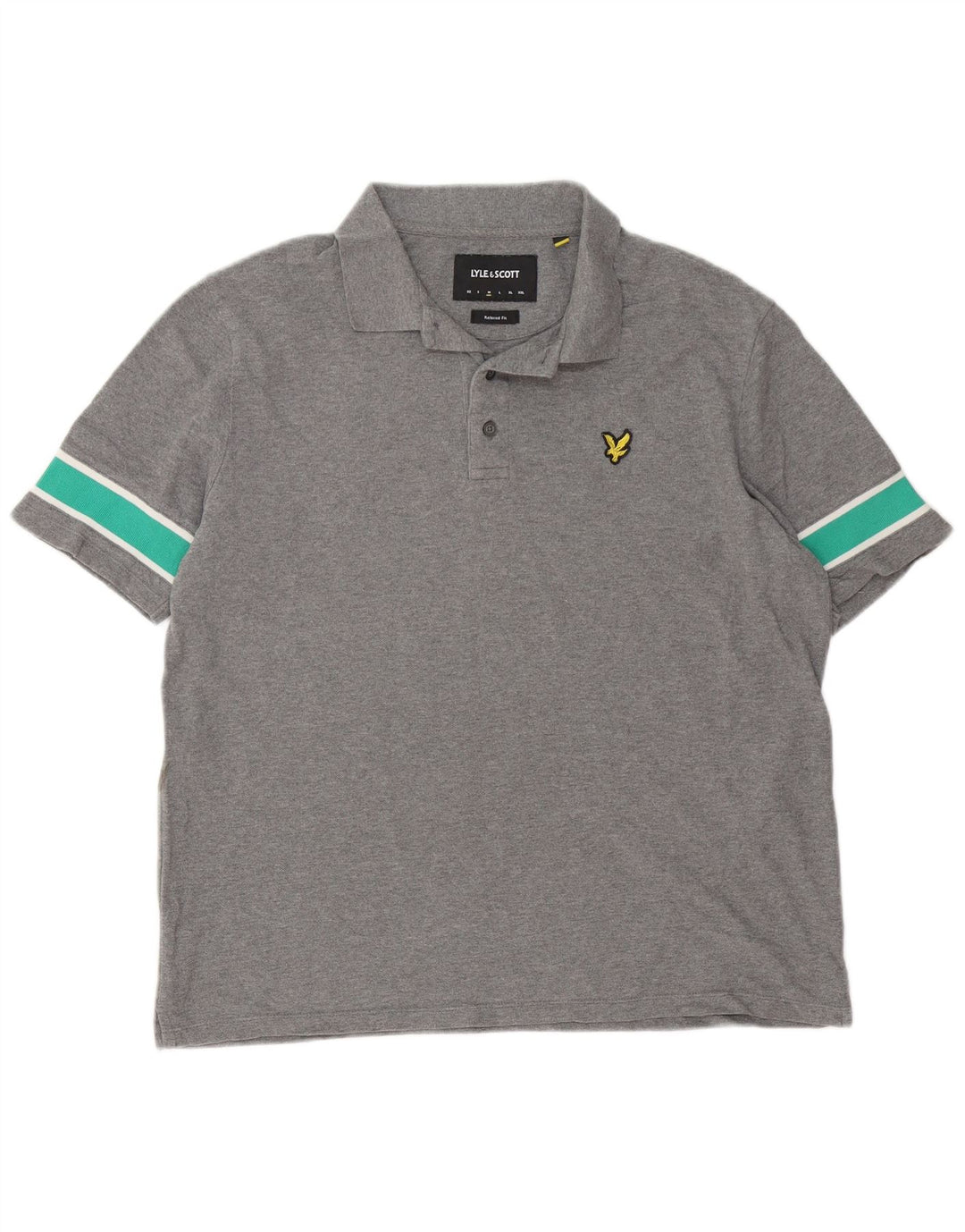 Polo da uomo Lyle & Scott dalla vestibilità rilassata, cotone color block grigio medio