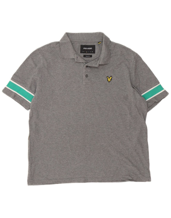 Polo da uomo Lyle & Scott dalla vestibilità rilassata, cotone color block grigio medio