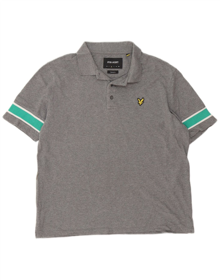 Polo da uomo Lyle & Scott dalla vestibilità rilassata, cotone color block grigio medio