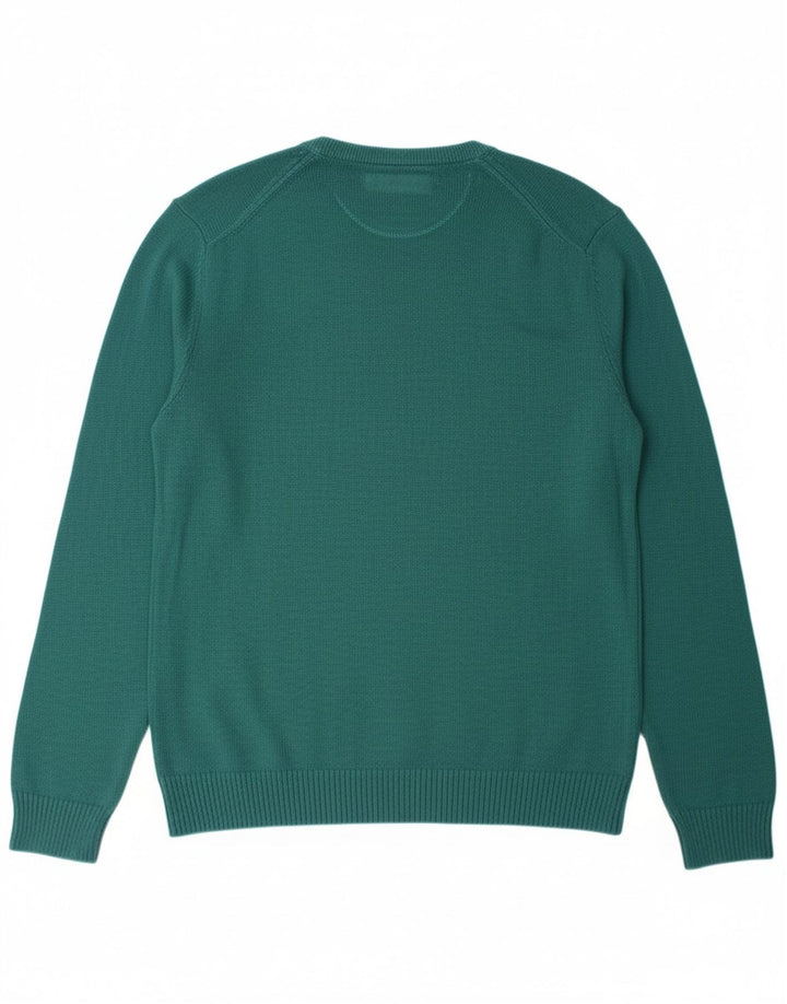 WHITE STUFF Mens V-Neck Jumper Sweater Medium Turquoise Cotton