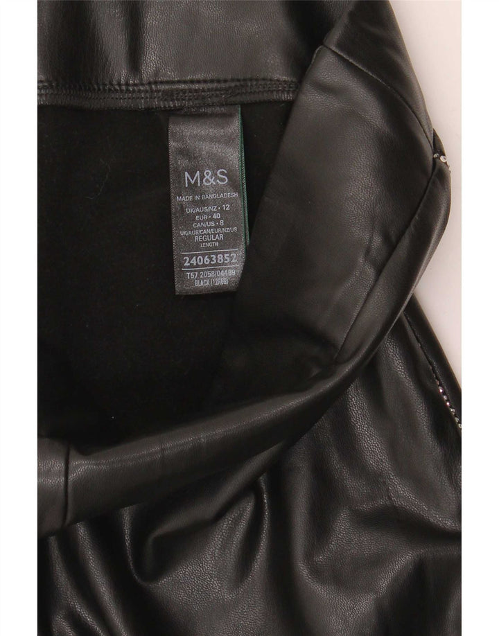 Leggings in ecopelle da donna Marks & Spencer UK 12 poliestere nero medio