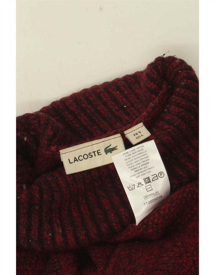 Maglione maglione da uomo a collo alto Lacoste taglia 5 grande in lana bordeaux