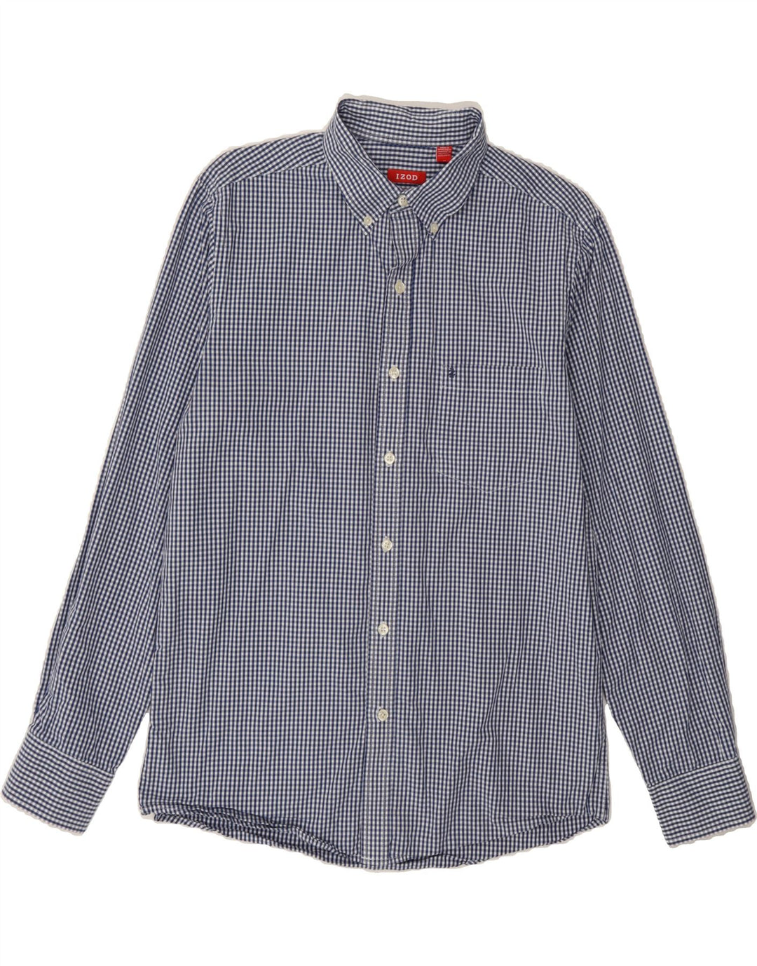 IZOD Mens Slim Fit Shirt Medium Blue Gingham Cotton Vintage Izod and Second-Hand Izod from Messina Hembry 