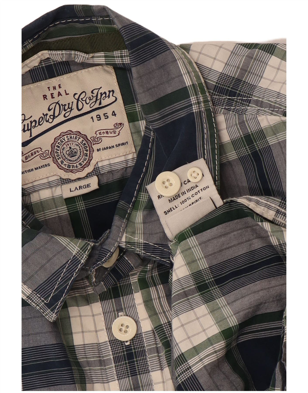 Camicia da uomo SUPERDRY grande cotone a quadri blu navy