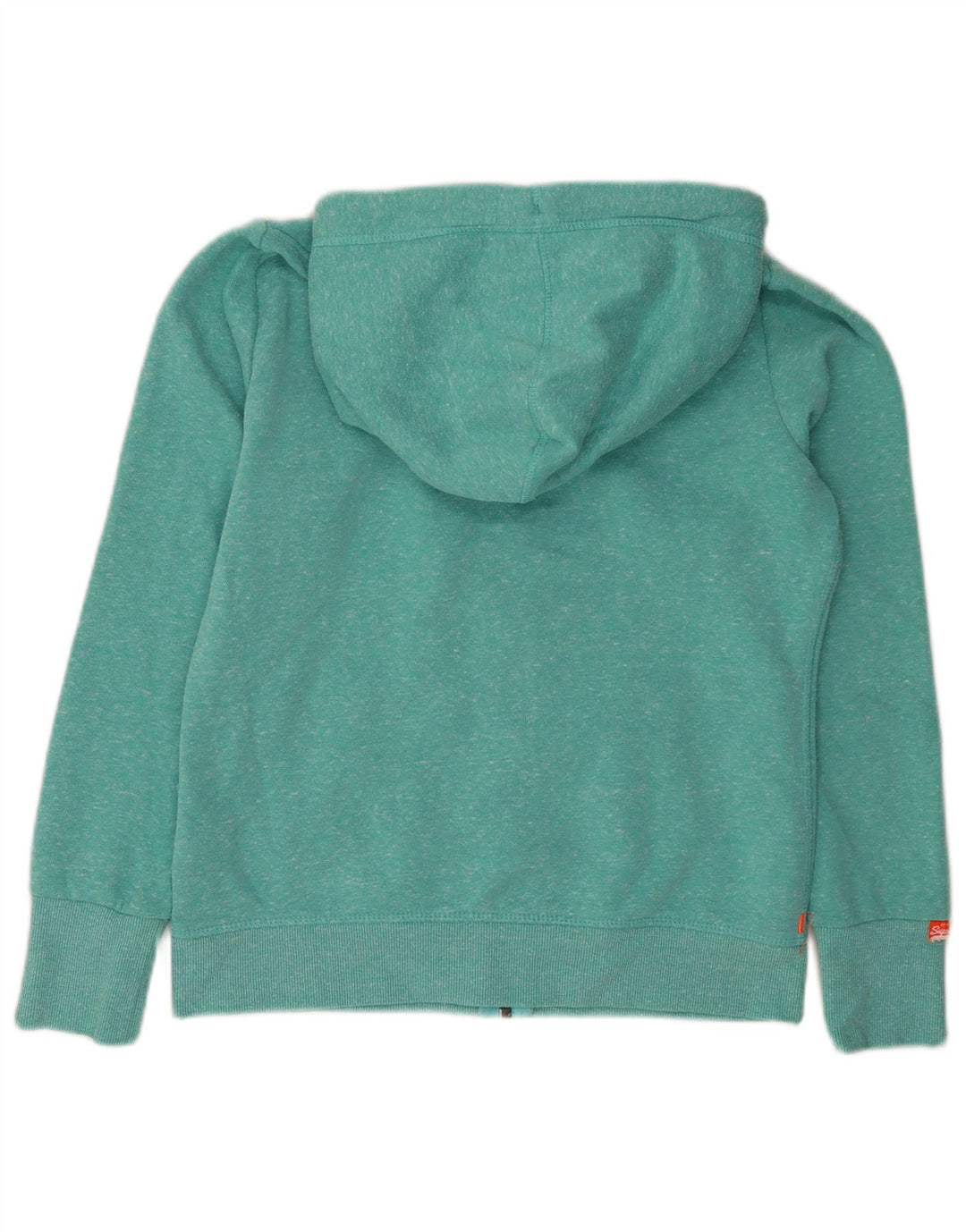 Maglione con cappuccio e zip da donna SUPERDRY UK 14 Grande poliestere screziato turchese