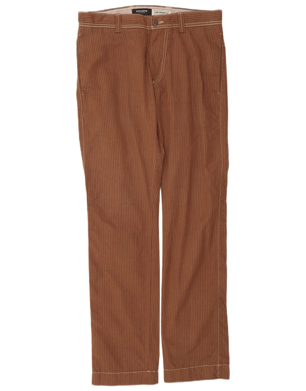 DOCKERS Pantaloni chino slim fit da uomo W34 L34 gessati marroni classici