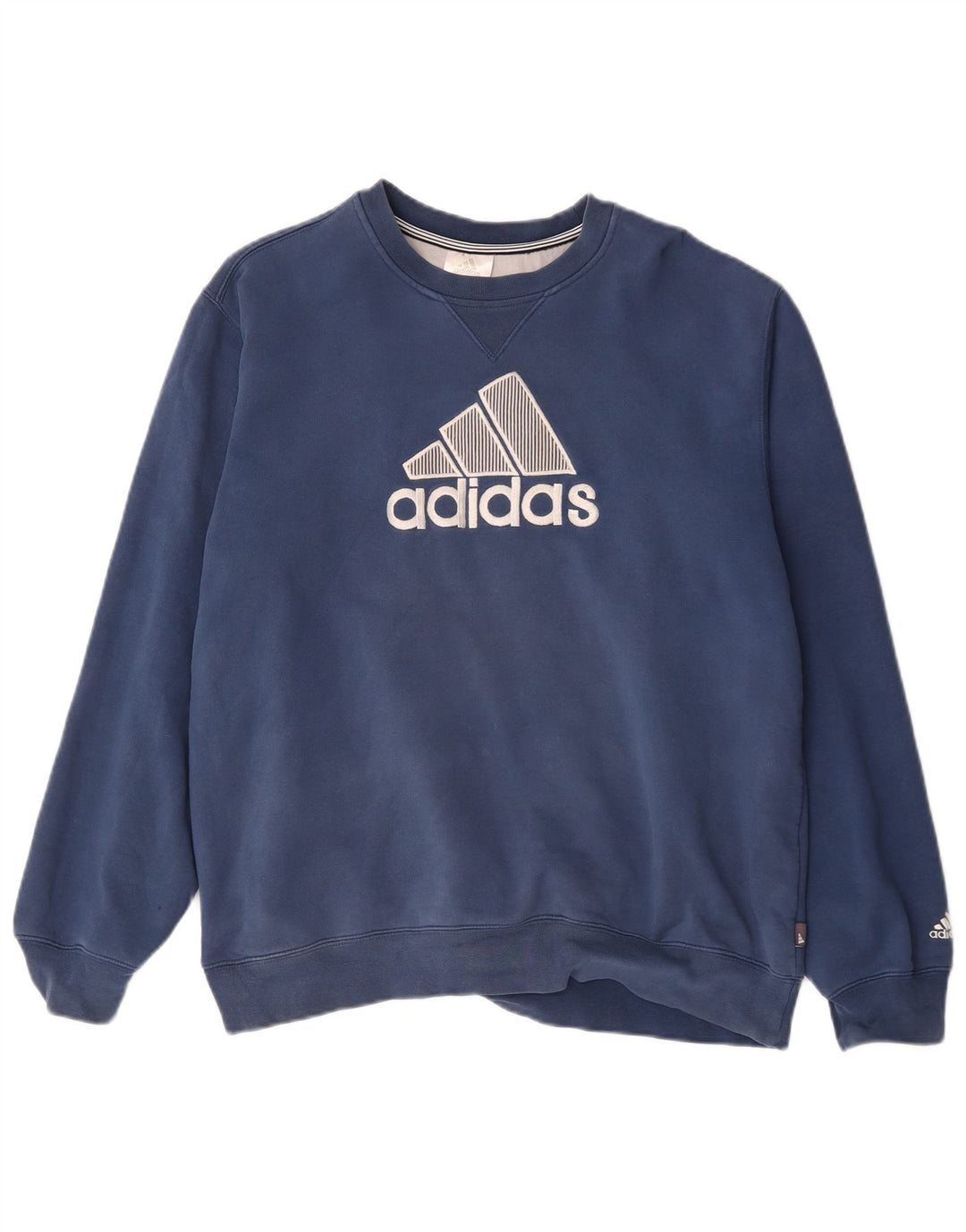 Felpa grafica da uomo Adidas Maglione grande in cotone blu navy