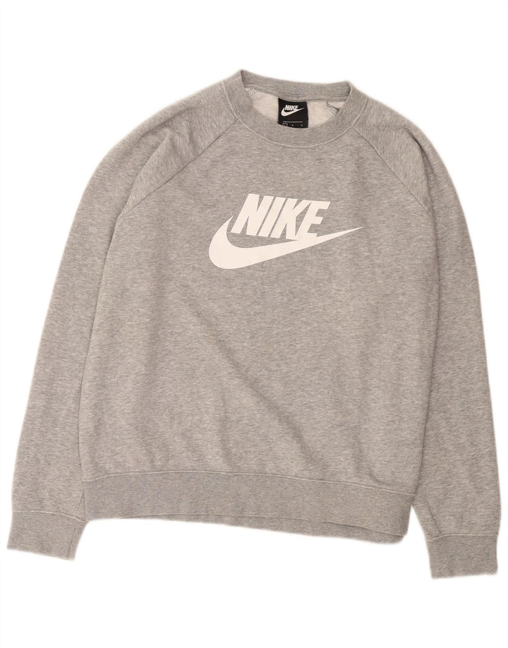 NIKE Mens Graphic Sweatshirt Jumper Large Grey Cotton