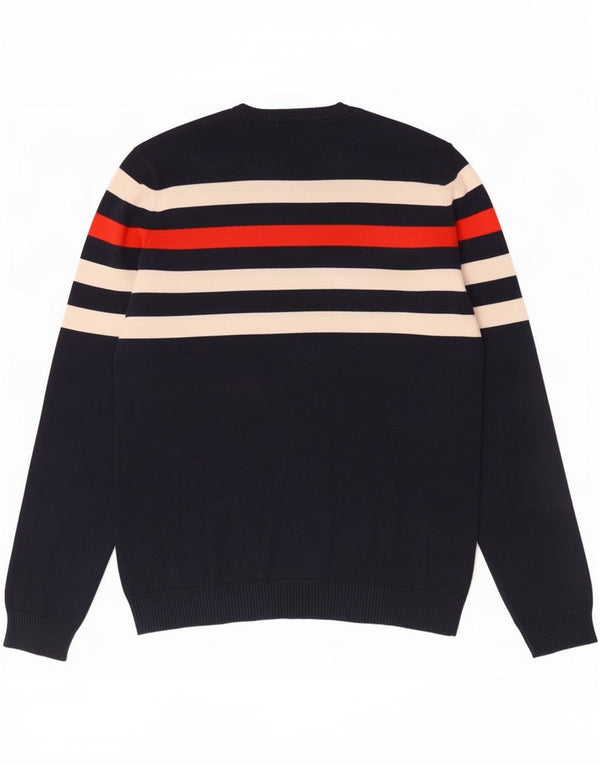 Jack & Jones Mens Crew Neck Jumper Sweater Medium Navy Blue Striped