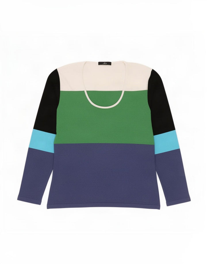 Fay Top da donna a maniche lunghe UK 14 Large in viscosa colorblock multicolore