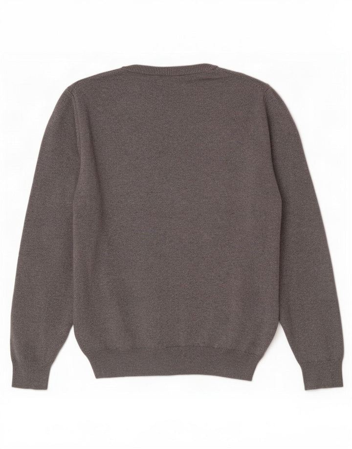 Crew Clothing Maglione da uomo con scollo a V grande cotone grigio