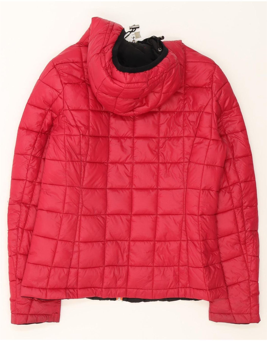 Giacca imbottita reversibile con cappuccio da donna K-Way UK 14 grande nylon nero