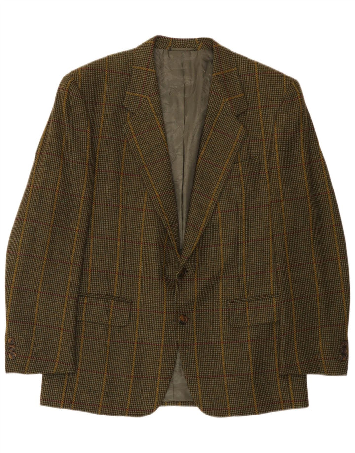 Giacca blazer da uomo a 2 bottoni Les Copains IT 50 grande lana a quadri verdi