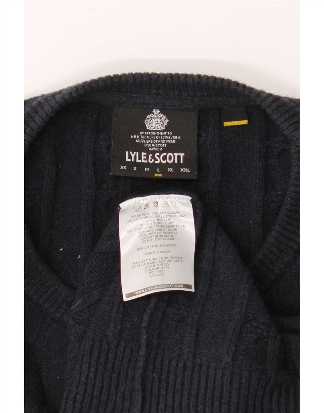 Lyle & Scott Maglione girocollo da uomo di grandi dimensioni in cotone blu navy