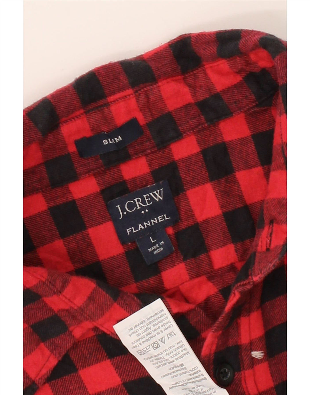 J. CREW Mens Slim Flannel Shirt Large Red Gingham Cotton Vintage J. Crew and Second-Hand J. Crew from Messina Hembry 